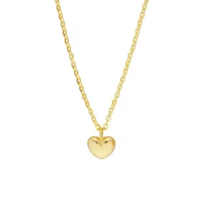 14K Yellow Gold Child's Mini Puff Heart Necklace