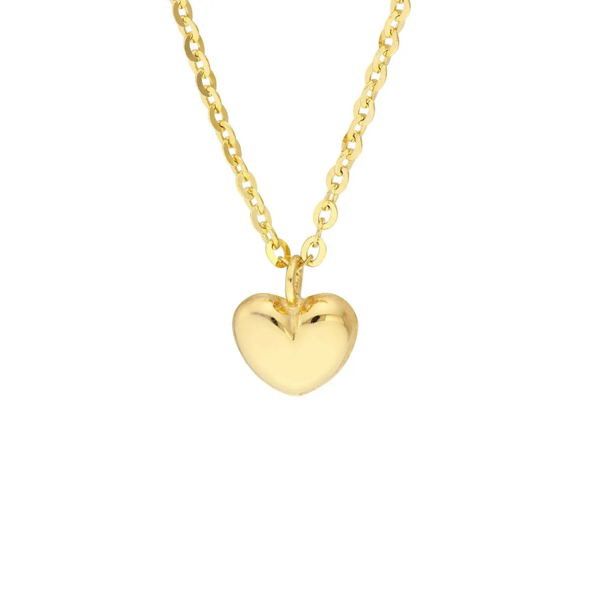 14K Yellow Gold Child's Mini Puff Heart Necklace