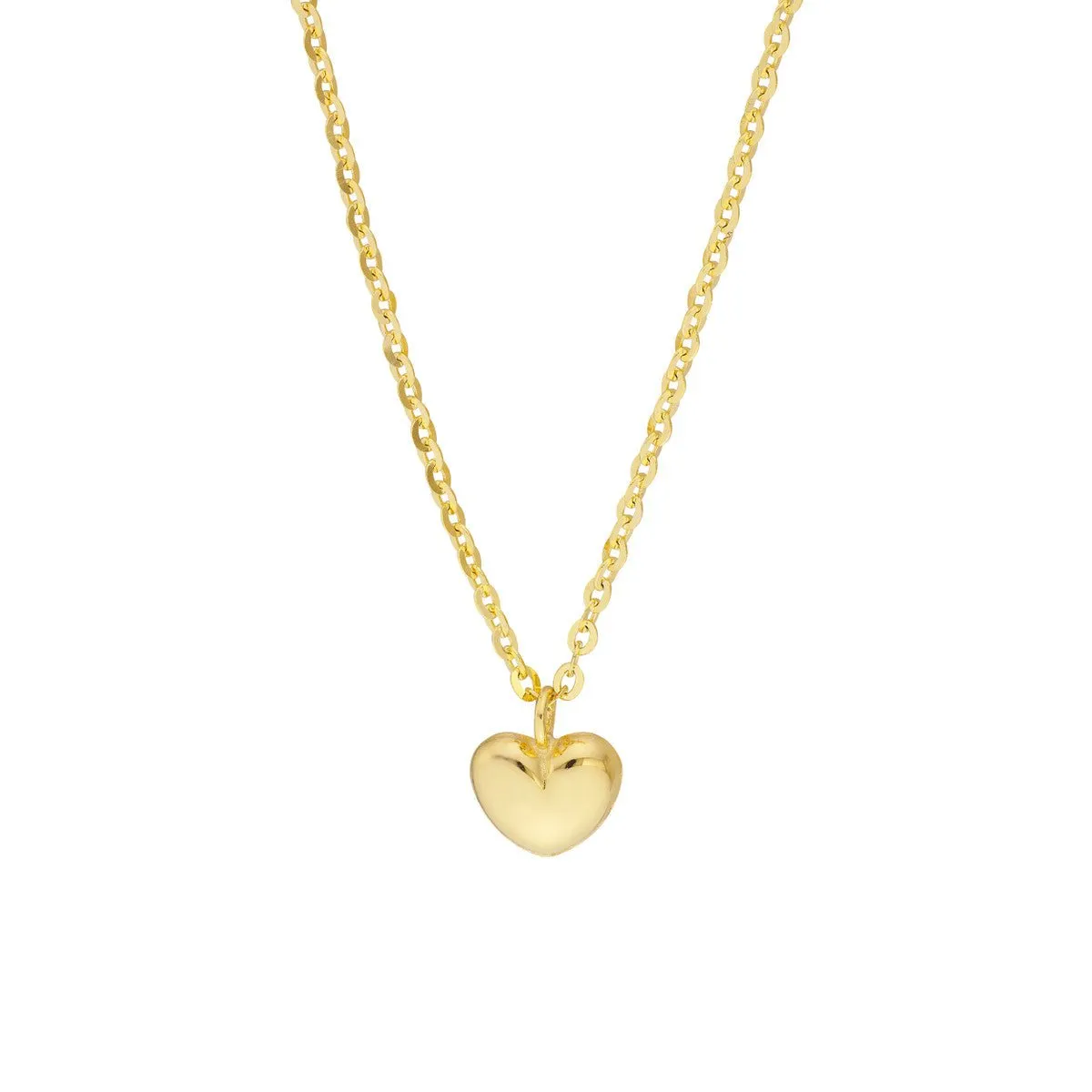 14K Yellow Gold Child's Mini Puff Heart Necklace