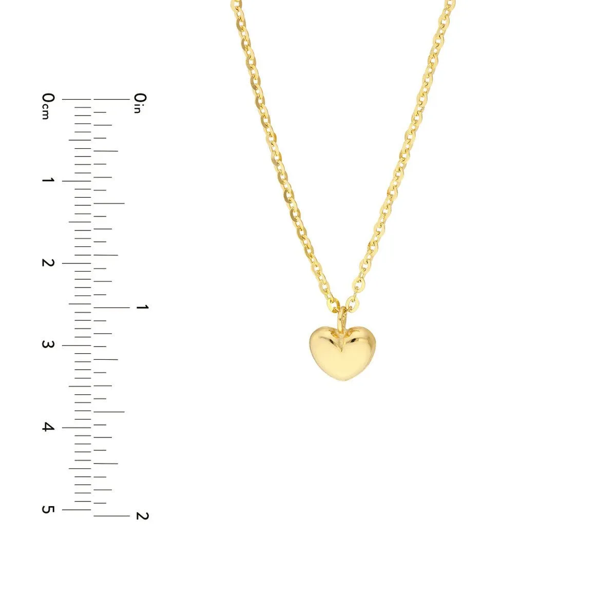 14K Yellow Gold Child's Mini Puff Heart Necklace