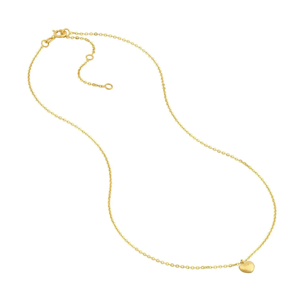 14K Yellow Gold Child's Mini Puff Heart Necklace