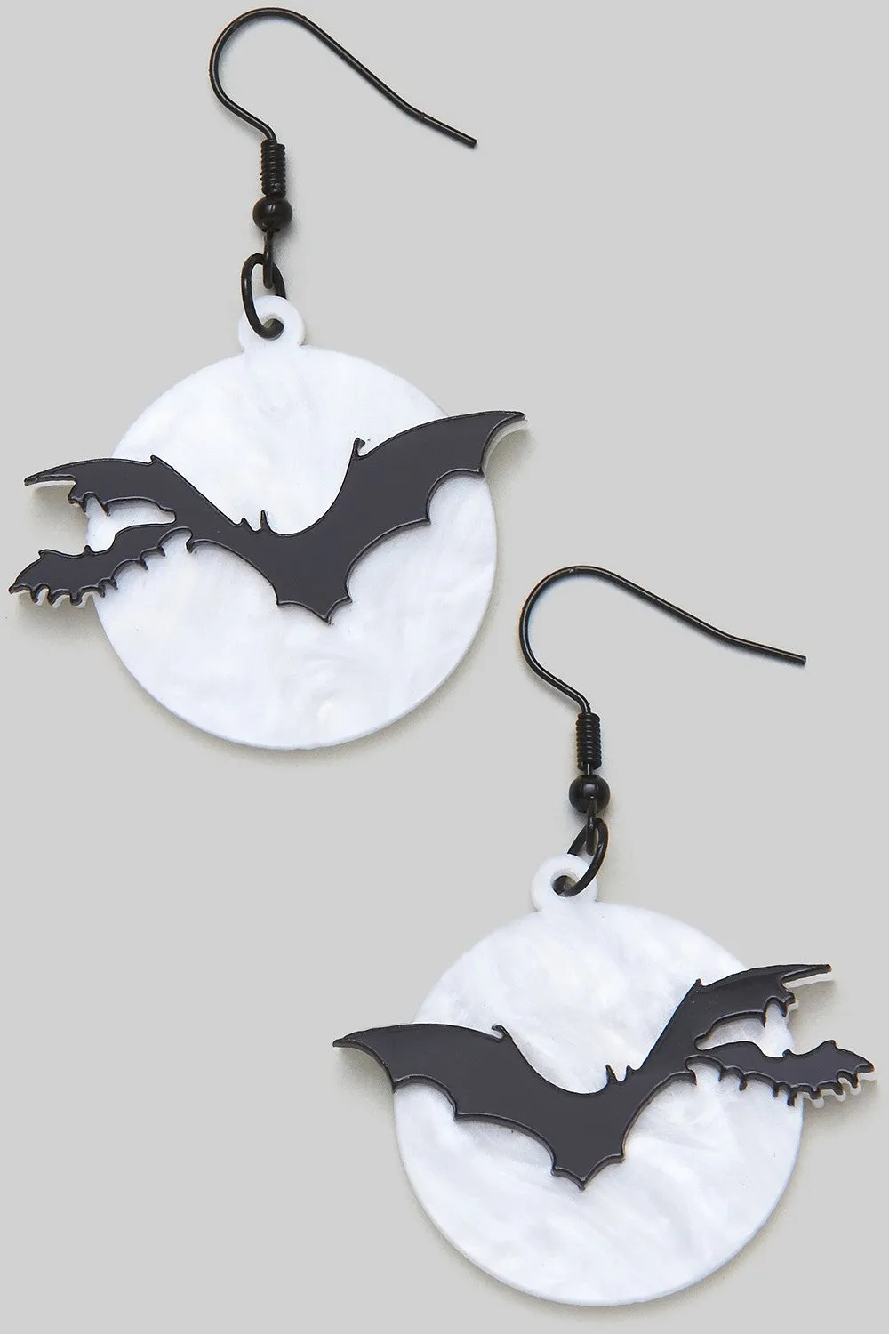 Acrylic Bats & Moon Dangle Earrings