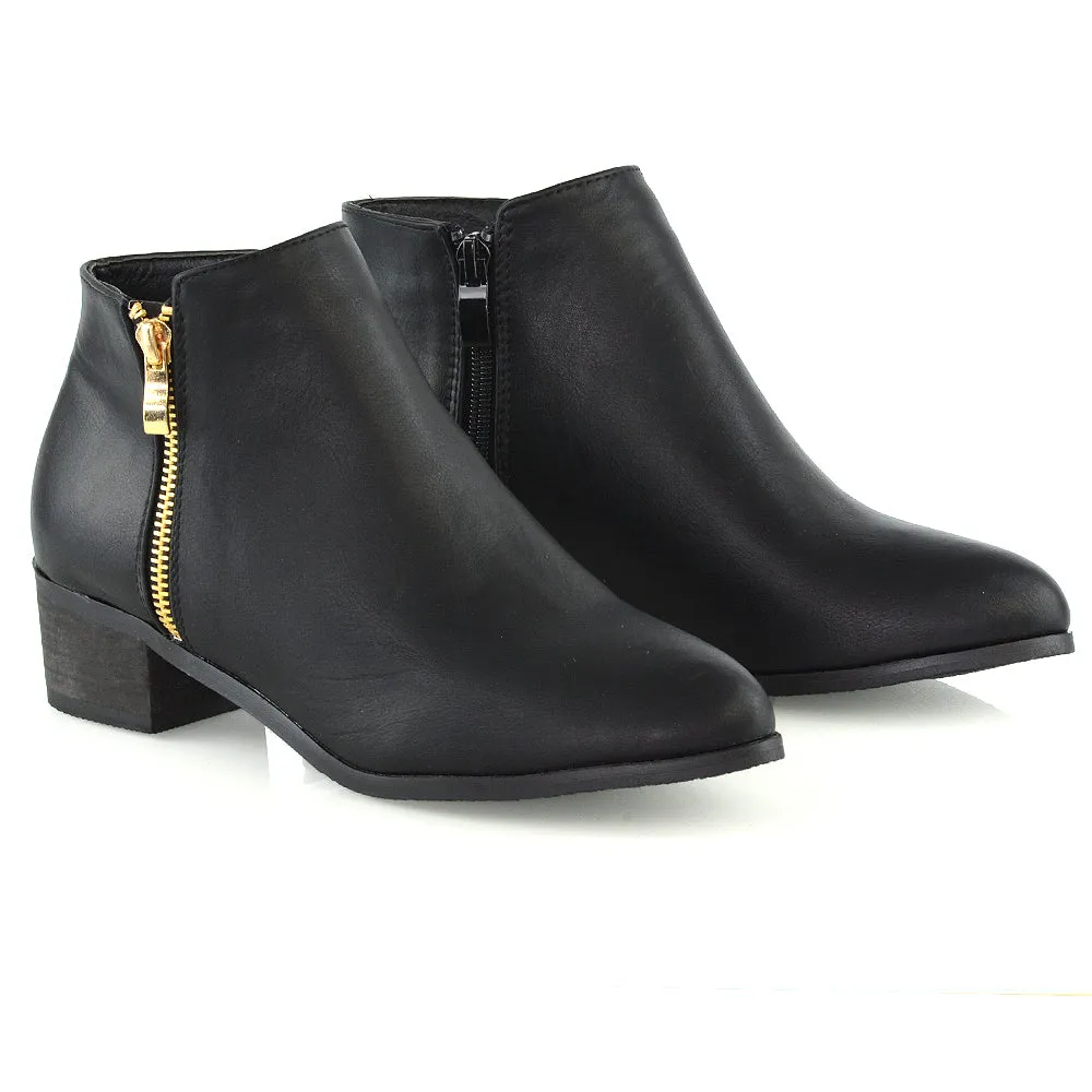 Alberto Zip Up Ankle Boots With Low Block Heel in Navy Faux Suede