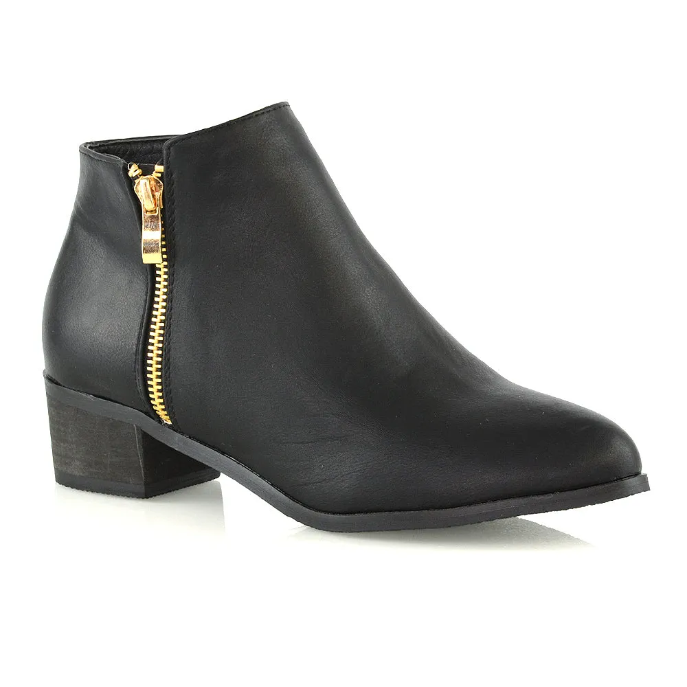 Alberto Zip Up Ankle Boots With Low Block Heel in Navy Faux Suede