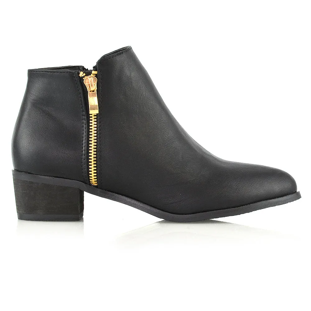 Alberto Zip Up Ankle Boots With Low Block Heel in Navy Faux Suede