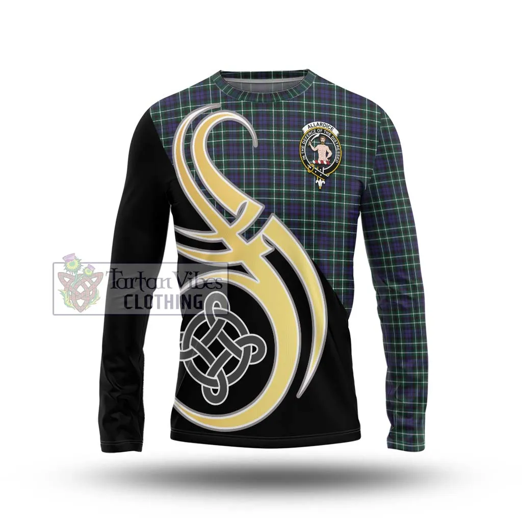 Allardice Tartan Long Sleeve T-Shirt with Family Crest and Celtic Symbol Style