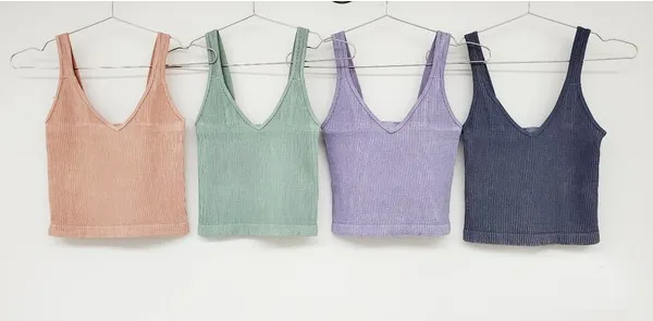 Always Fly Ribbed V Neck Cropped Tank