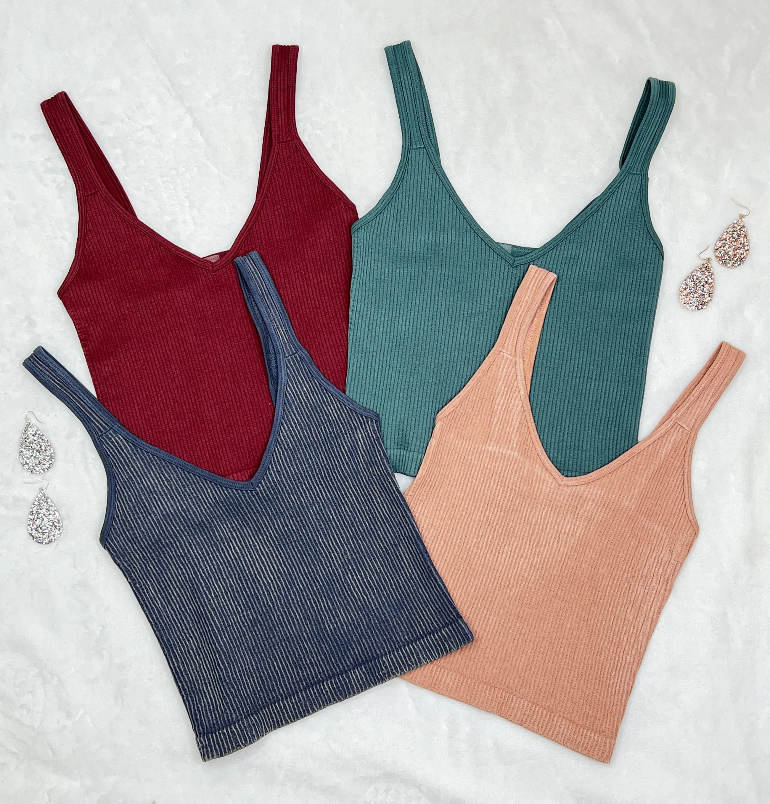 Always Fly Ribbed V Neck Cropped Tank