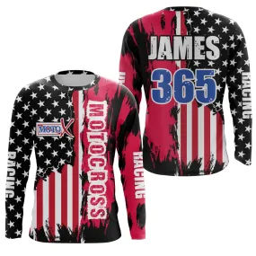 American Flag Motocross Racing Jersey Women Men UPF30  Dirt Bike Off-Road Long Sleeve Shirt Patriotic