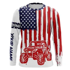 American Flag Pattern UTV Motocross 3D Long Sleeve Off-Road Shirt, Perfect Gift for Biker