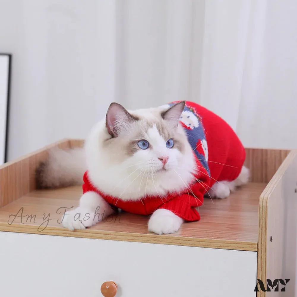 Amy Fashion - Pet Cat Winter Autumn  Warm Knitted Sweater