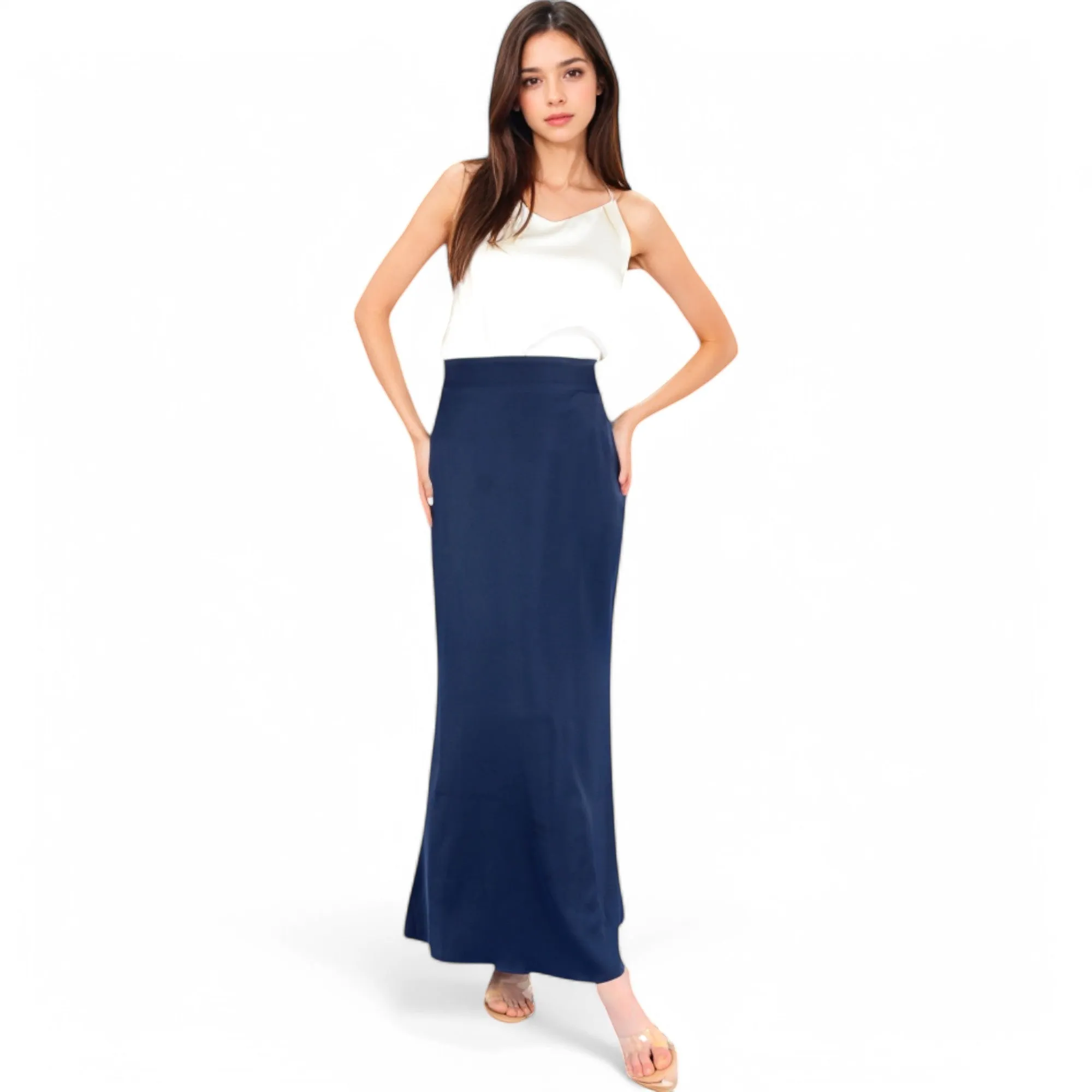 Anna-Kaci Women's Satin Maxi Skirt With High Waist And Flowing A-Line Design