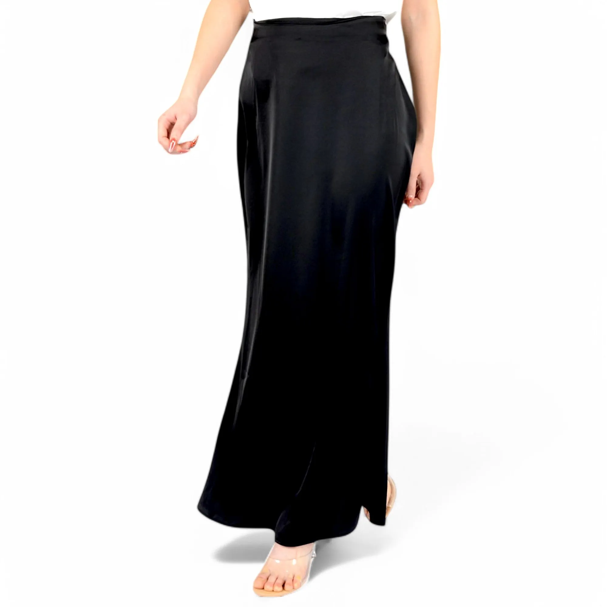 Anna-Kaci Women's Satin Maxi Skirt With High Waist And Flowing A-Line Design