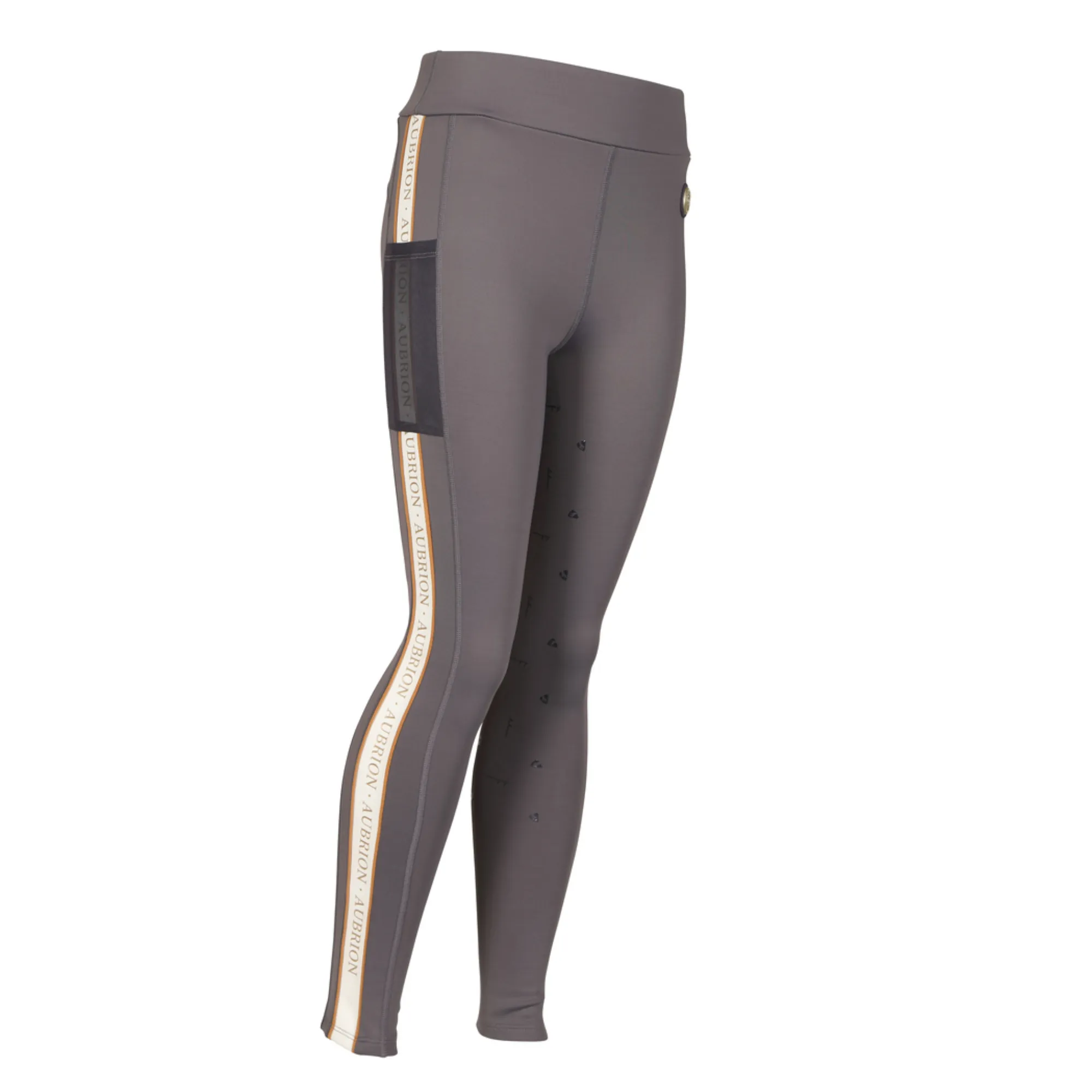 Aubrion Young Rider Team Shield Riding Tights - Grey