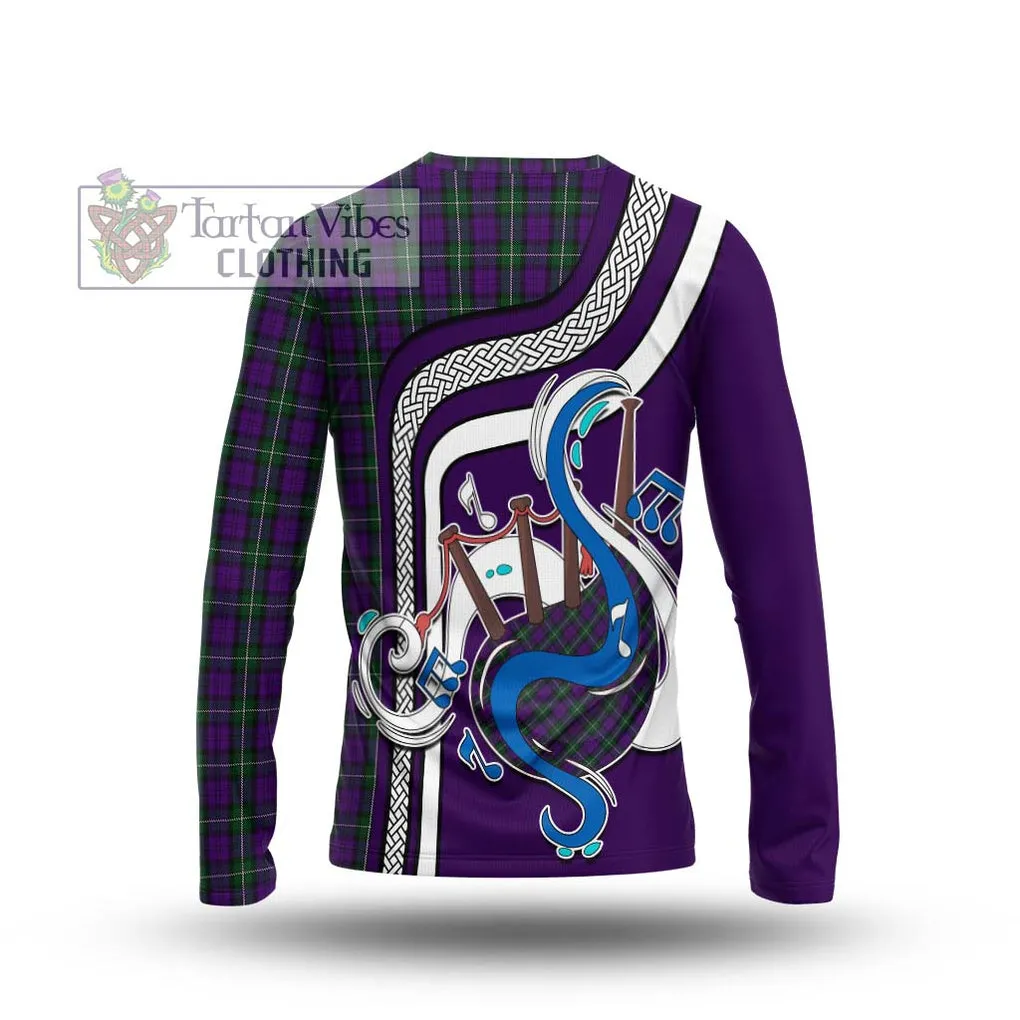 Baillie Highland Society Tartan Long Sleeve T-Shirt with Epic Bagpipe Style