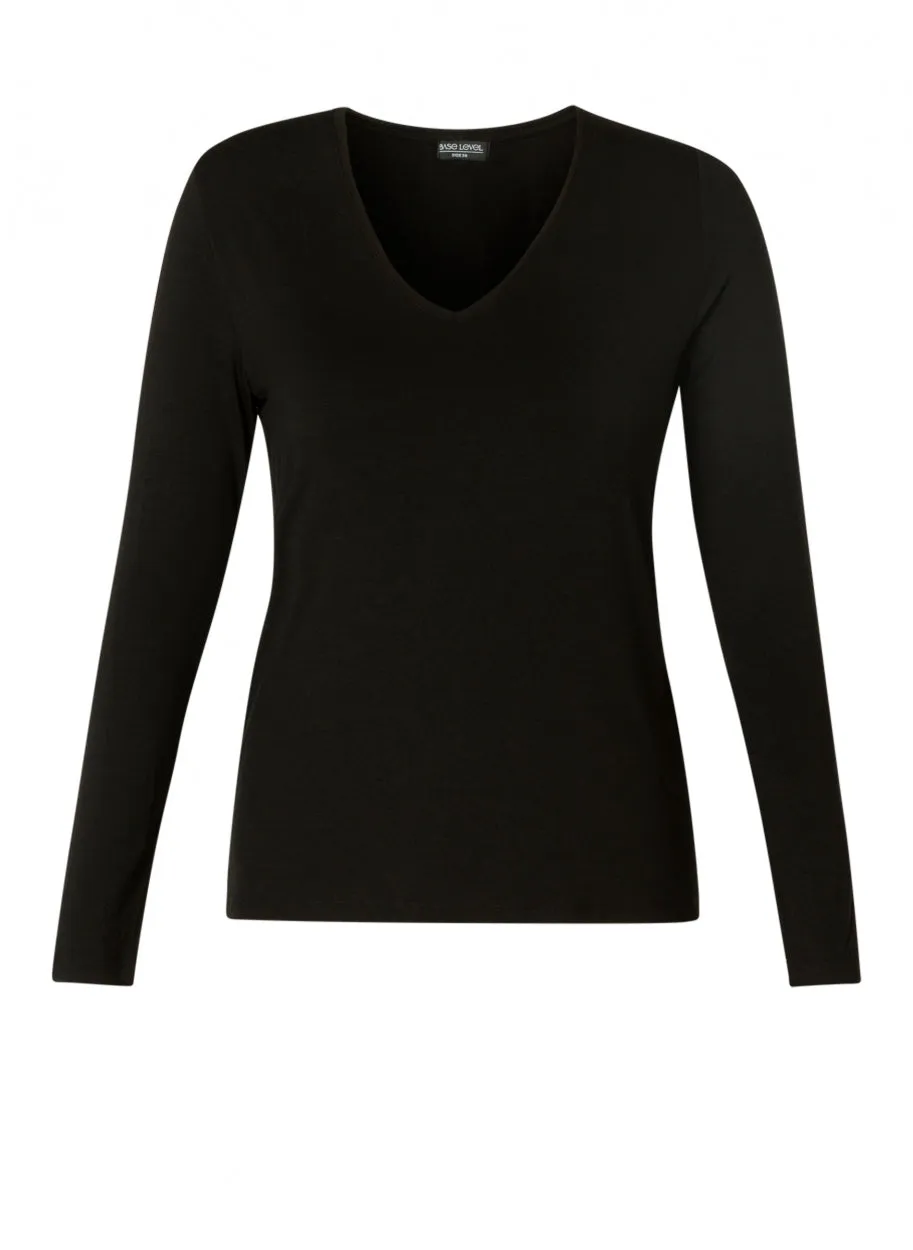 BASIC LONG SLEEVE BLACK T SHIRT