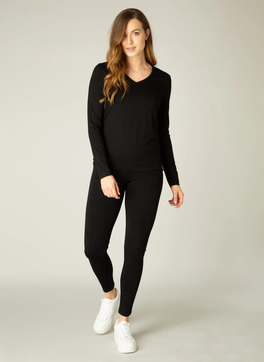 BASIC LONG SLEEVE BLACK T SHIRT