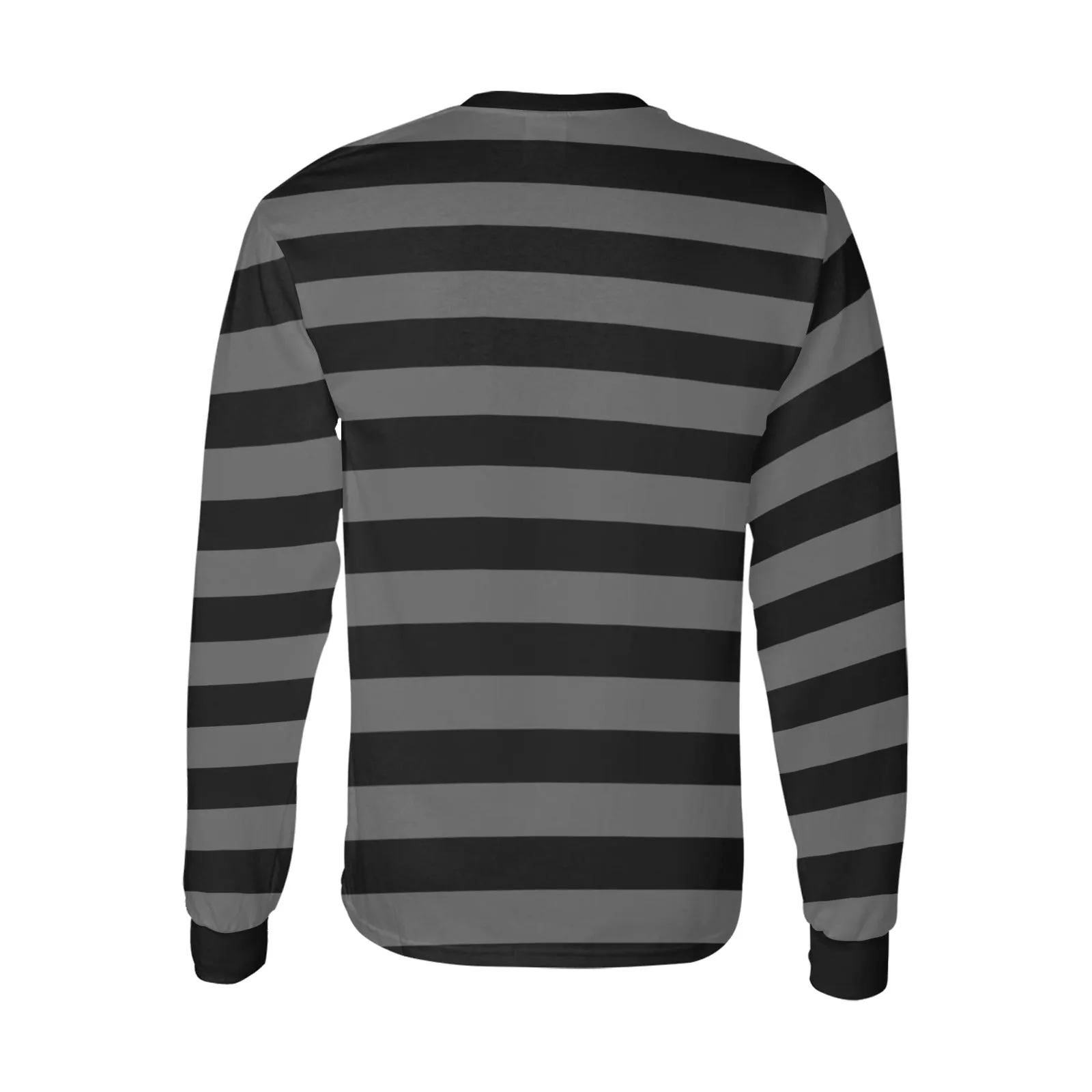 Black and Grey Men Long Sleeve Striped TShirt, Gray Graphic Vintage Retro Broad Stripes Crewneck Unisex Women Designer Male Guys Tee