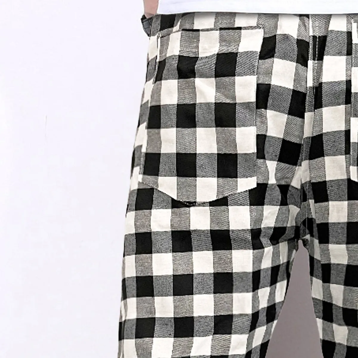 Black n Grey Plaid Loose Jogger Breathable Casual Harem Pants