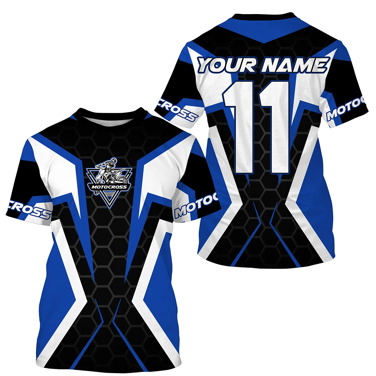 Blue White Customizable Motocross Jersey Mx Off-Road Shirt Biker Racing Motorcycle 3D Long Sleeve