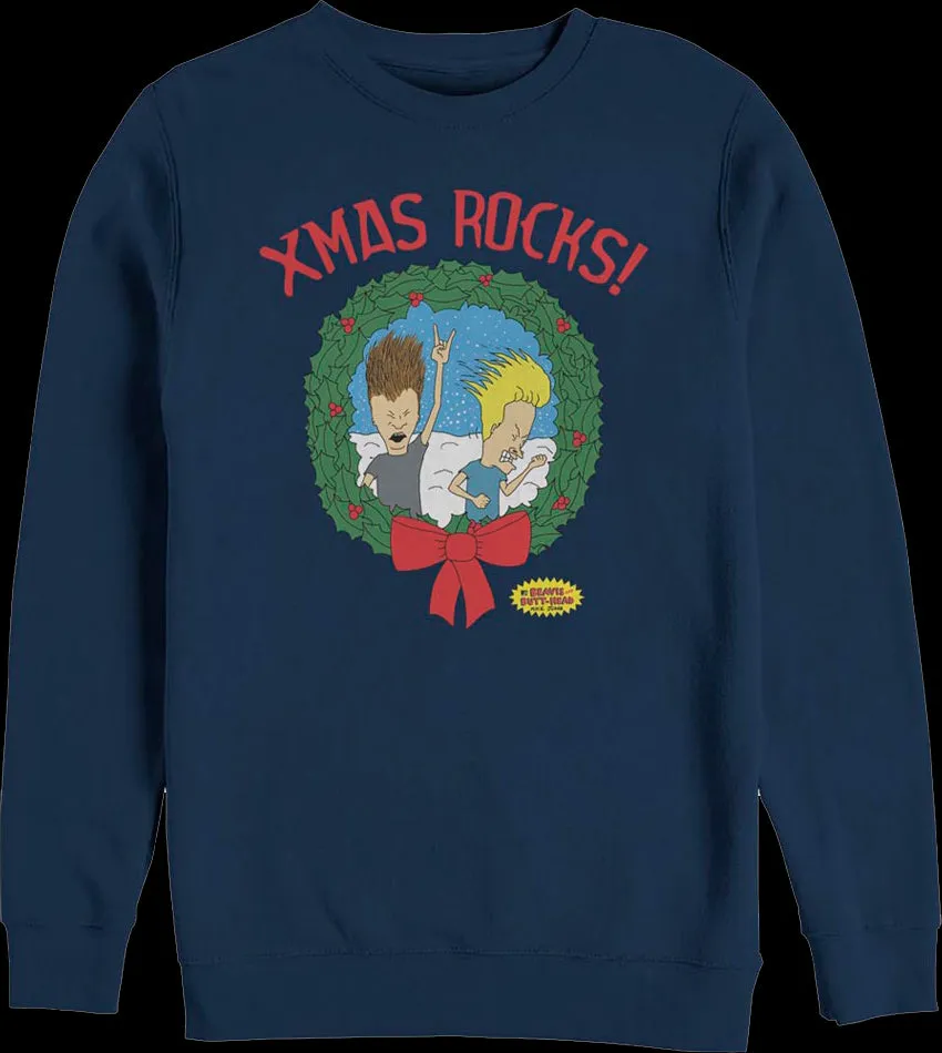 Blue Xmas Rocks Beavis And Butt-Head Sweatshirt