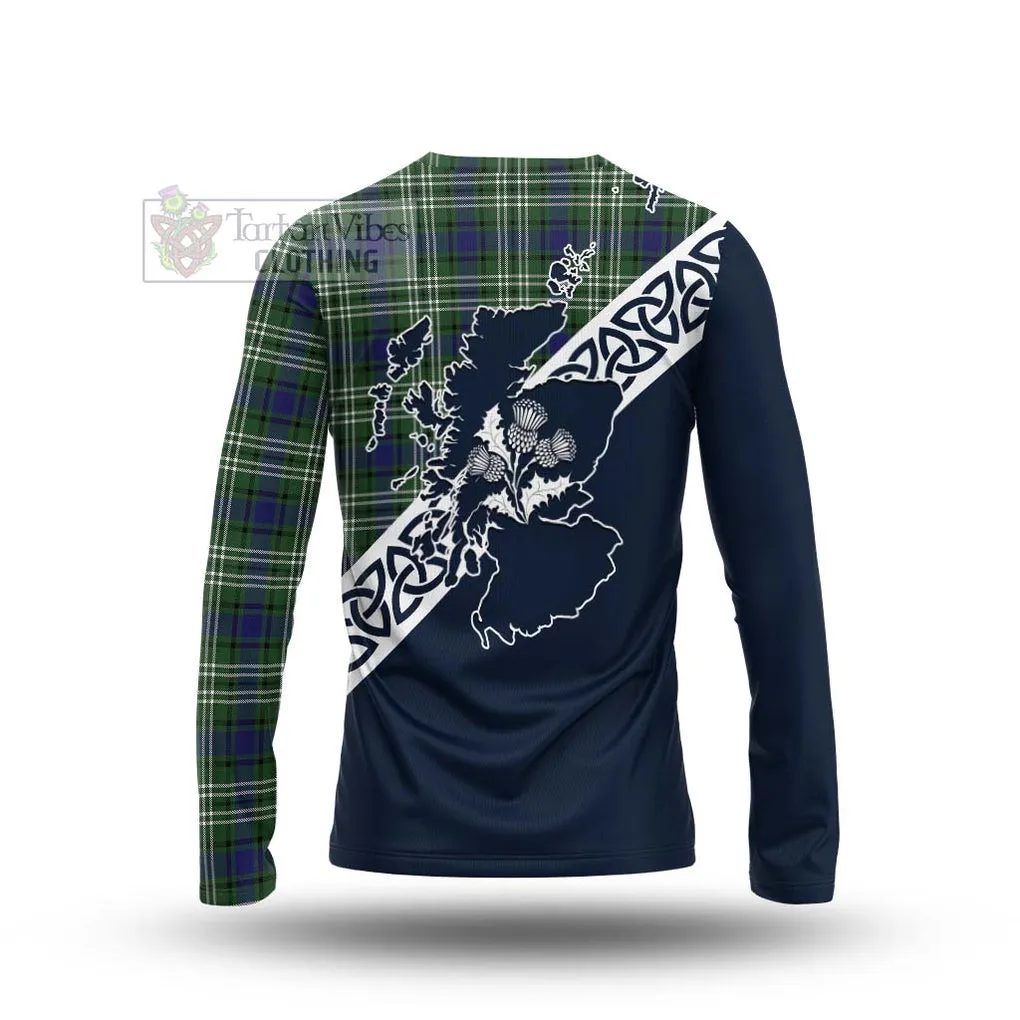 Blyth Tartan Long Sleeve T-Shirt Featuring Thistle and Scotland Map