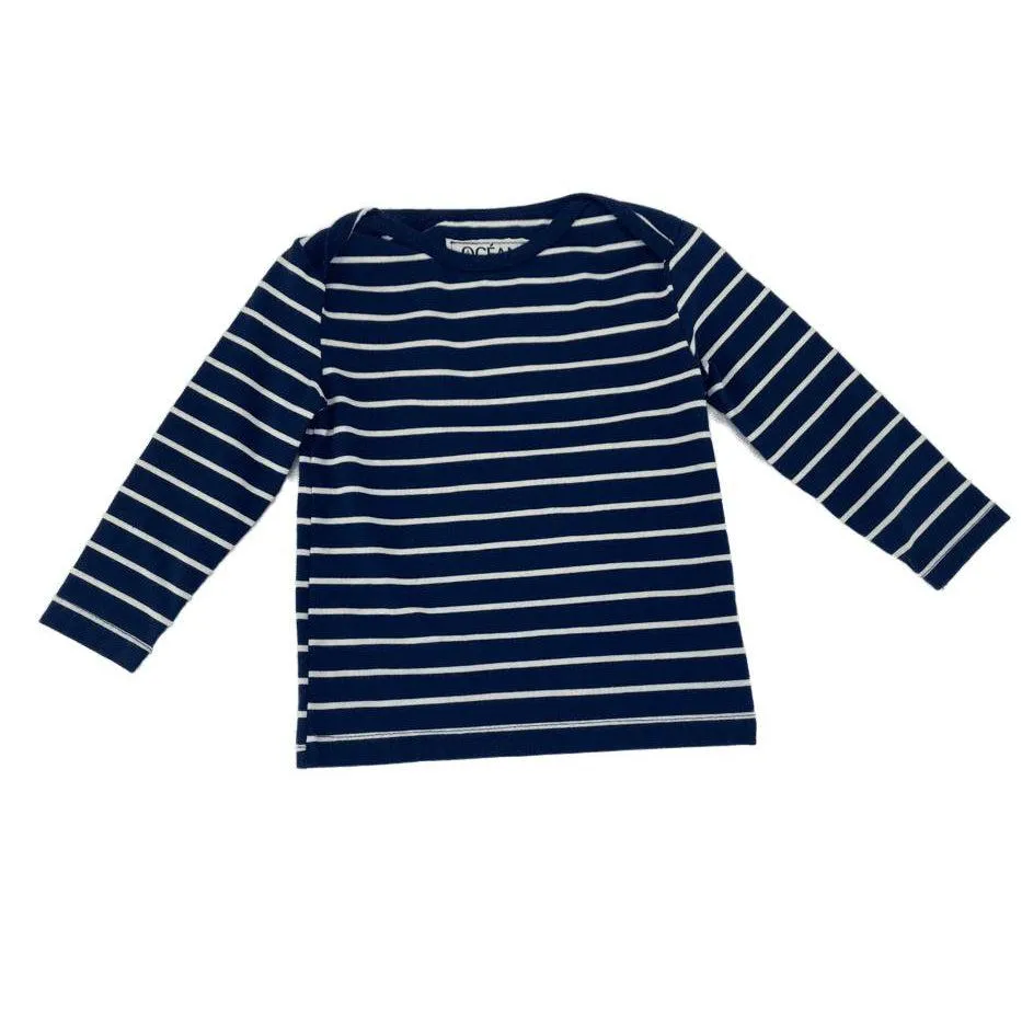 Boat Neck Long Sleeve Stripped Shirt