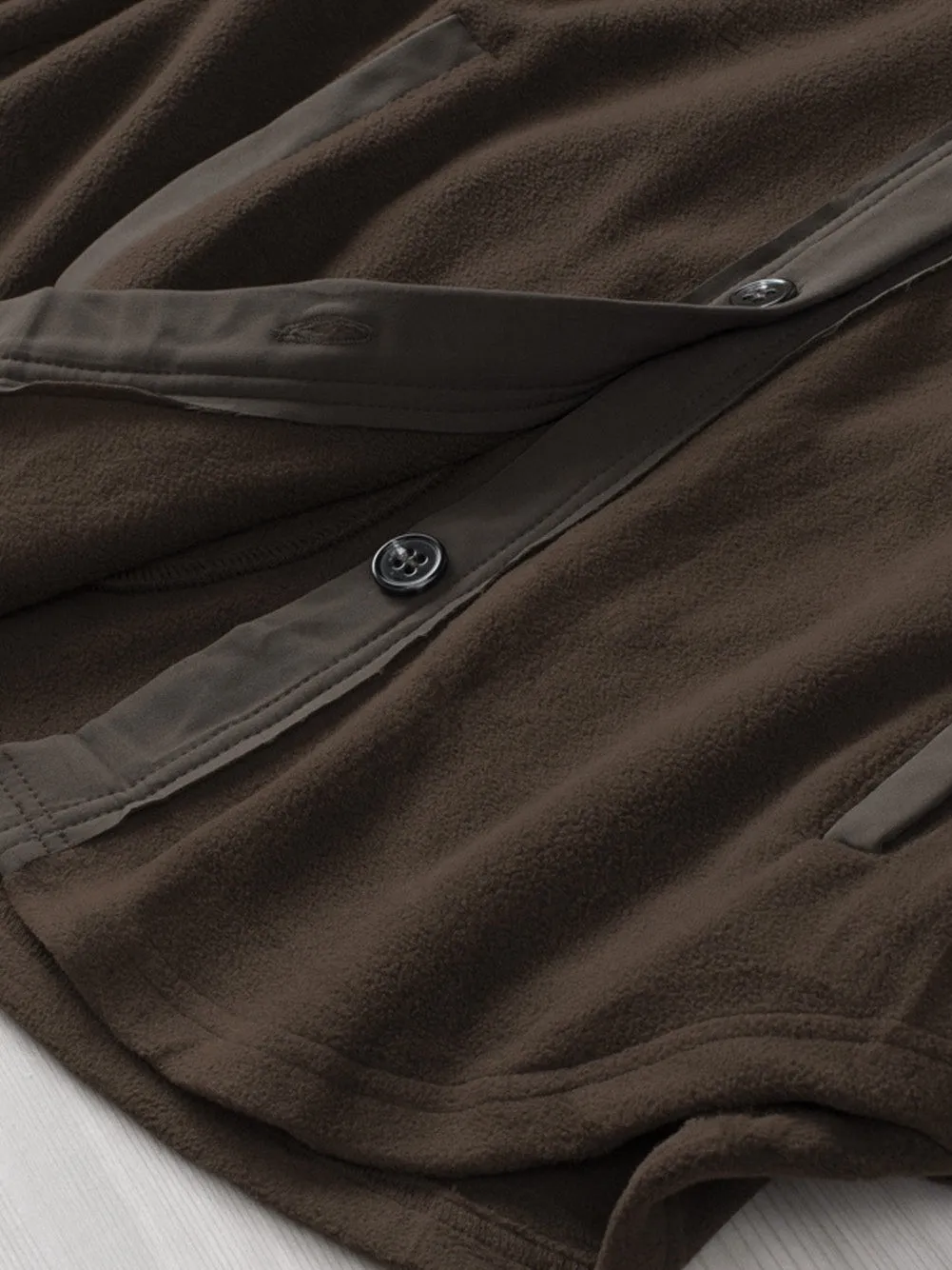 Brown Pocket Detail Fleece Jacket