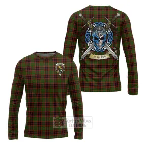 Buchan Tartan Long Sleeve T-Shirt with Family Crest Celtic Skull Style