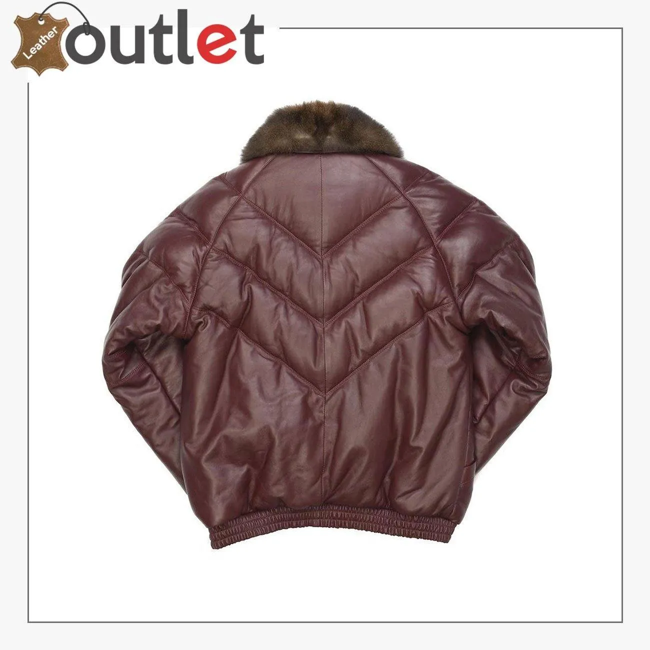 Burgundy Color Real Quality Fur V Bomber Leather Jacket