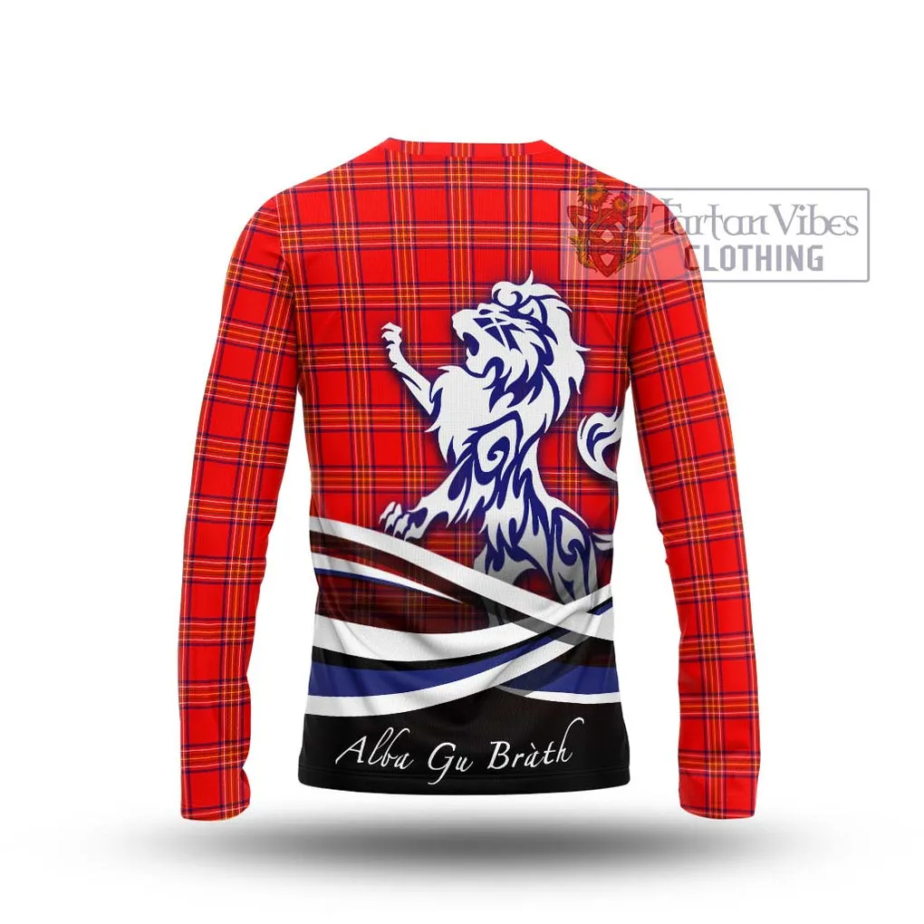 Burnett Modern Tartan Long Sleeve T-Shirt with Alba Gu Brath Regal Lion Emblem