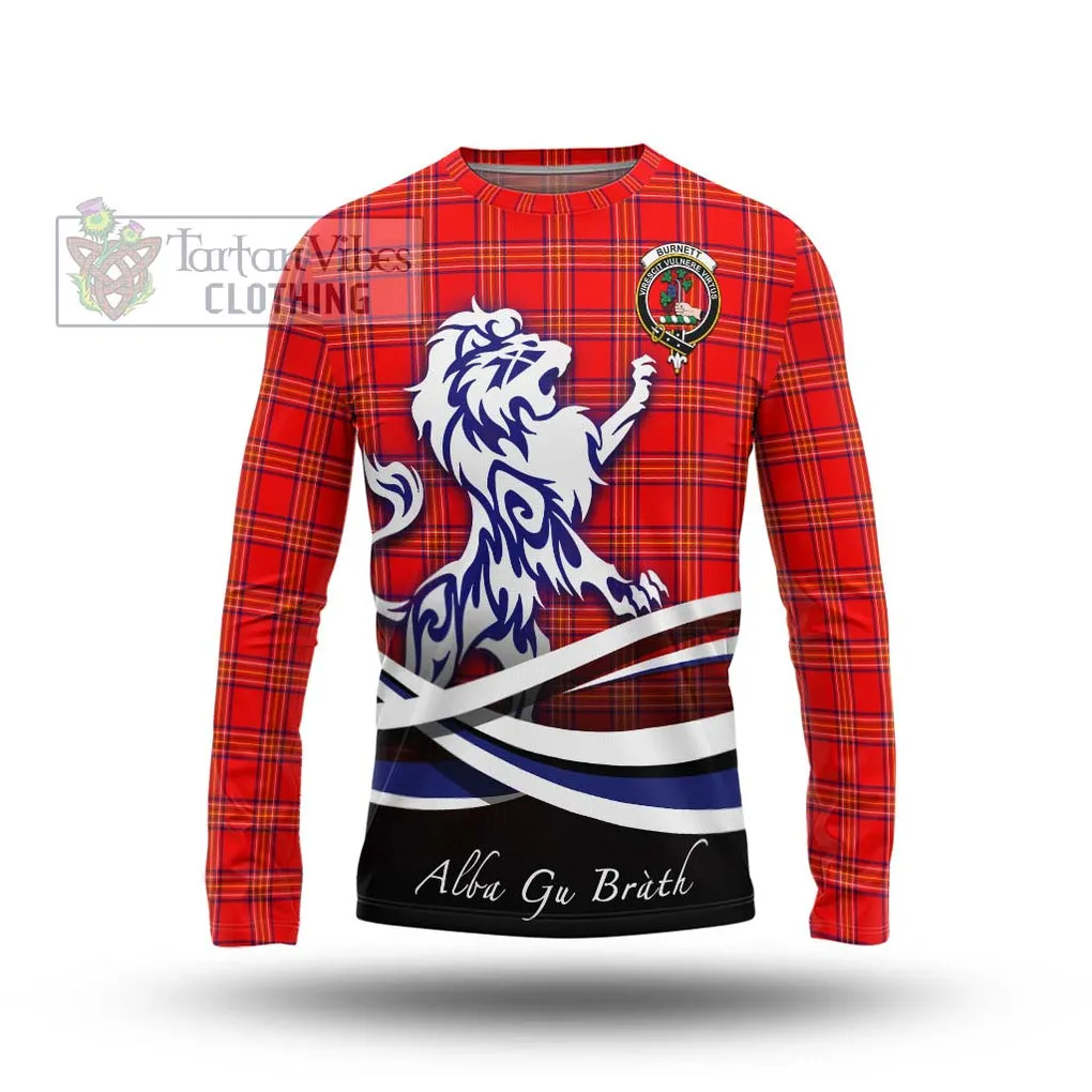 Burnett Modern Tartan Long Sleeve T-Shirt with Alba Gu Brath Regal Lion Emblem