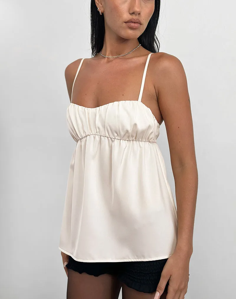 Camden Longline Cami Top in Satin Ivory