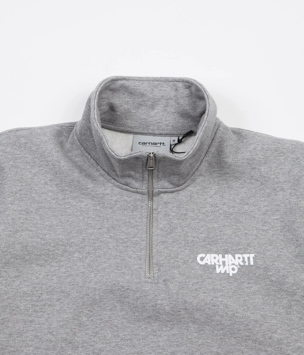 Carhartt Shatter Script Zip Neck Sweatshirt - Grey Heather / White