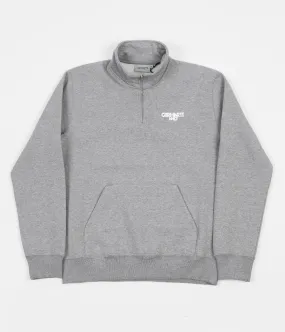 Carhartt Shatter Script Zip Neck Sweatshirt - Grey Heather / White