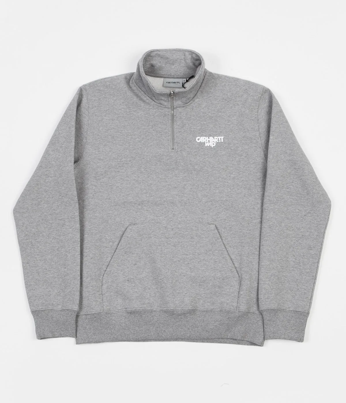 Carhartt Shatter Script Zip Neck Sweatshirt - Grey Heather / White