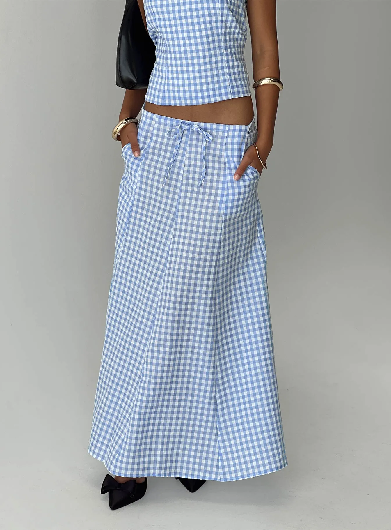 Carmino Maxi Skirt Blue Check