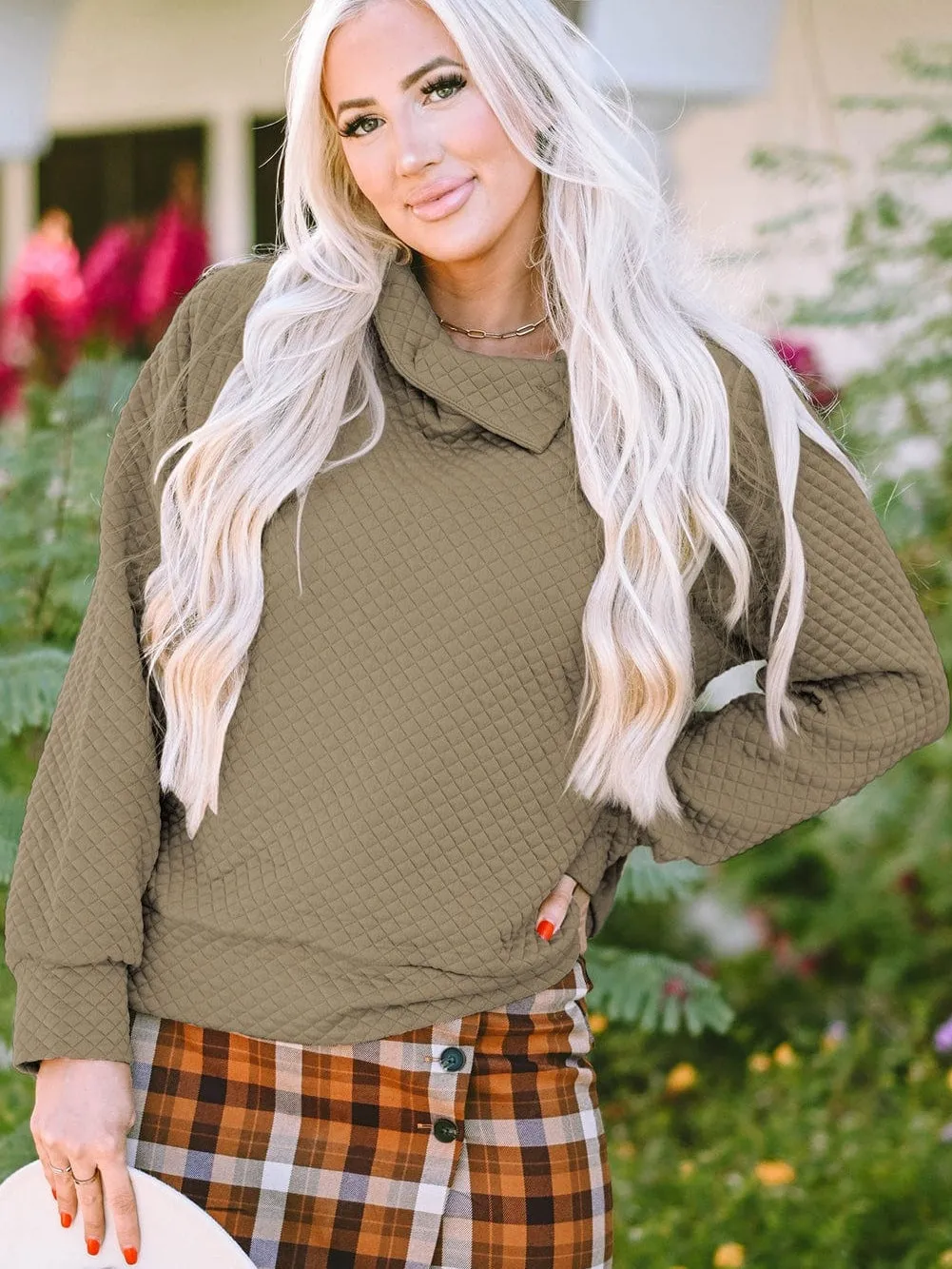 Casual Quilted Pullover Sweater