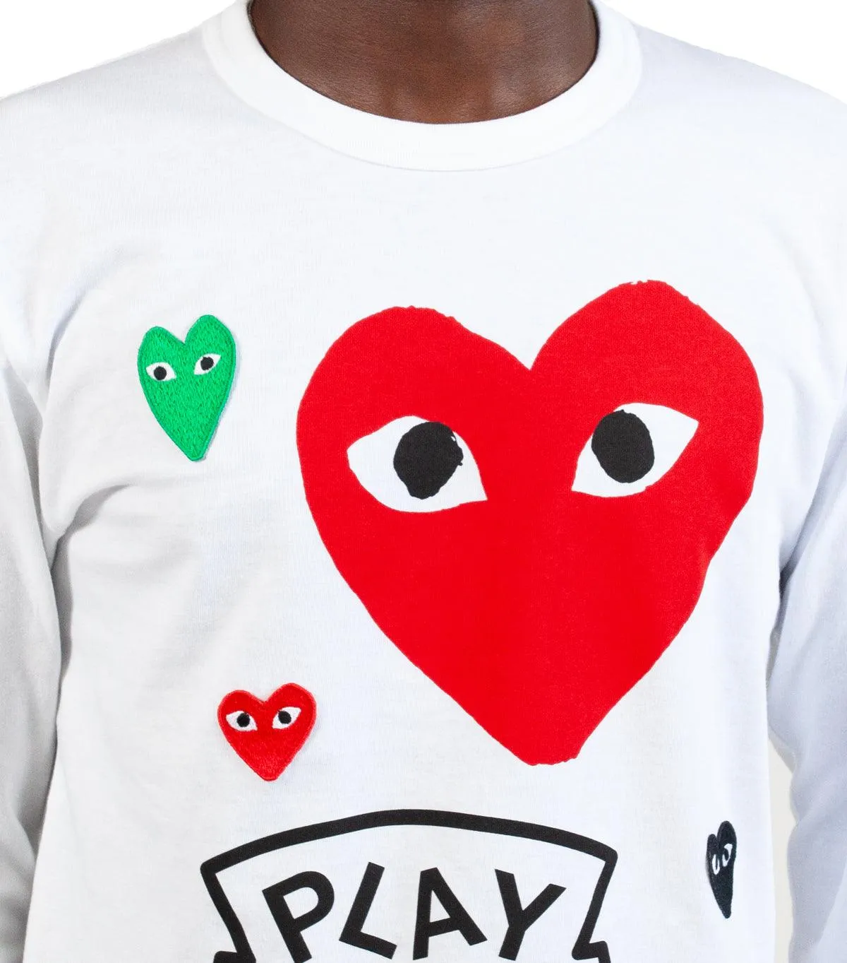 CdG PLAY Graphic Long Sleeve T-Shirt White