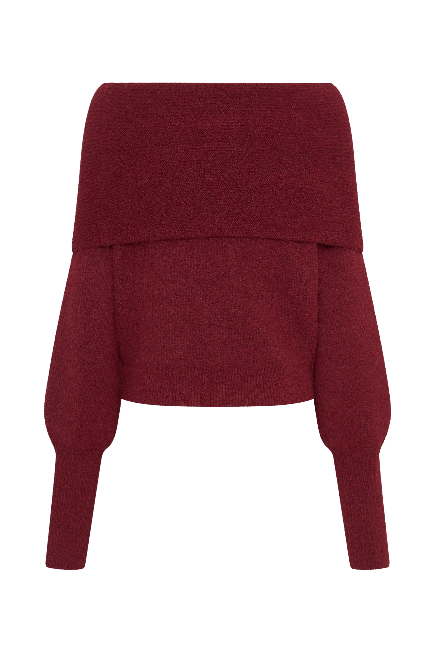 Charlotte Off Shoulder Knit Long Sleeve Top - Merlot