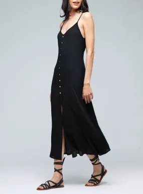 Chelsea Button Front Dress In Black