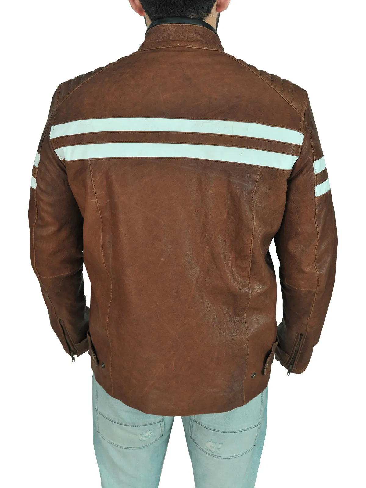 Classic Brown Leather Biker Jacket