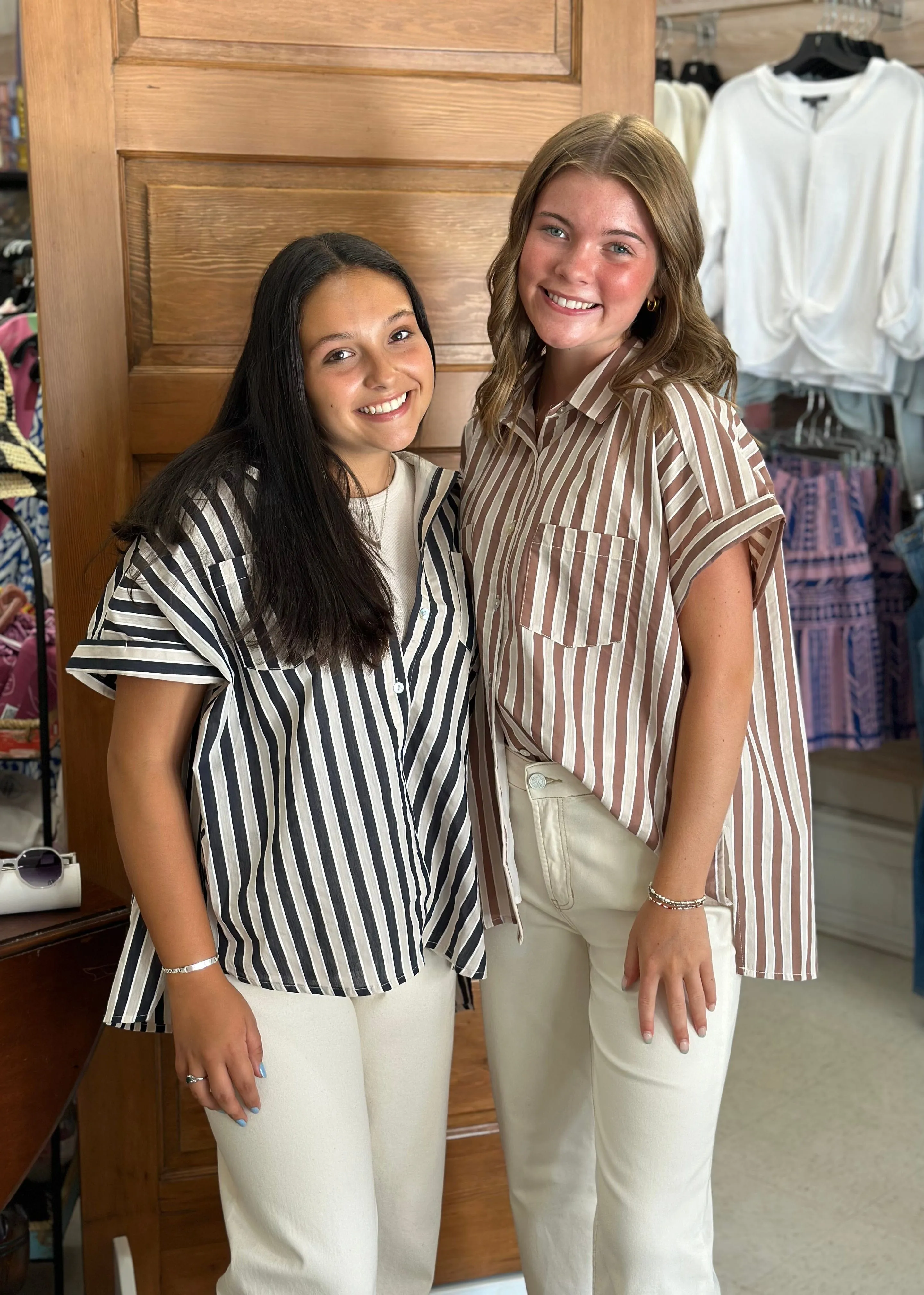 Classic Stripe Button Down Top | 2 Colors