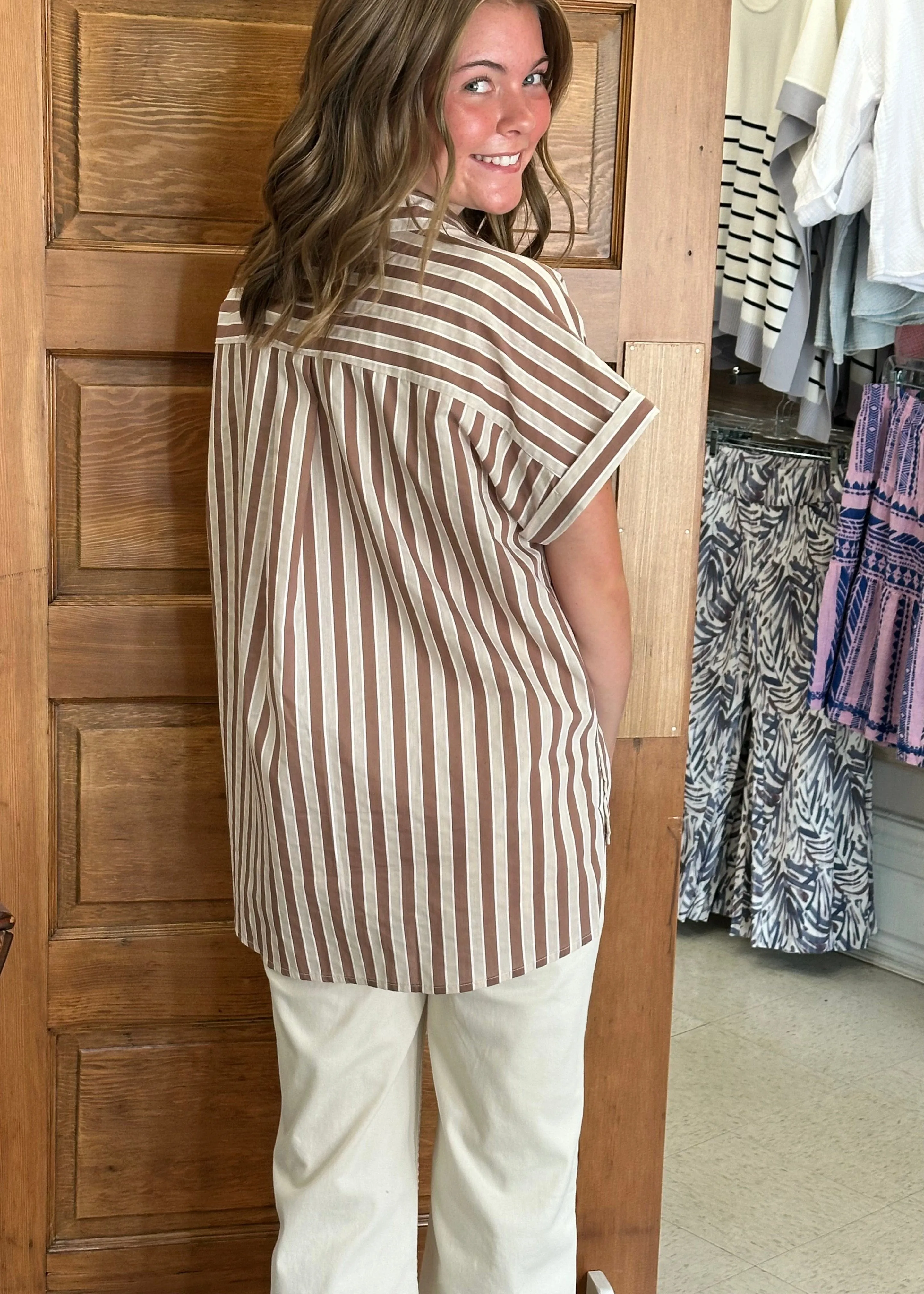 Classic Stripe Button Down Top | 2 Colors