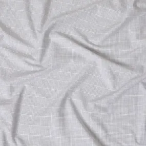 Cloud grey, off white Premium pure Italian linen cotton shirting fabric with checks design-D16632