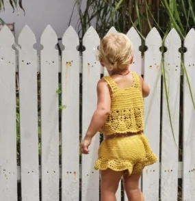 Crochet Girls Top and Shorts set