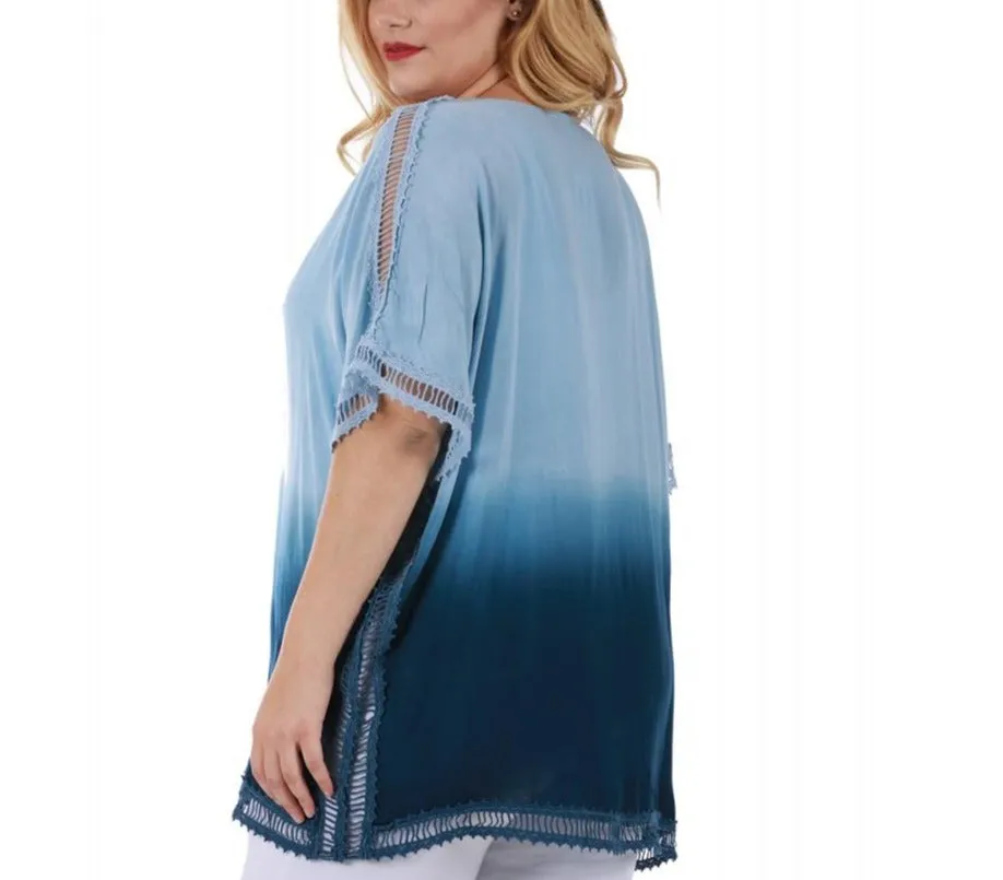 Curvy Plus Size Tie Dye Caftan Fashion Top 3532488C