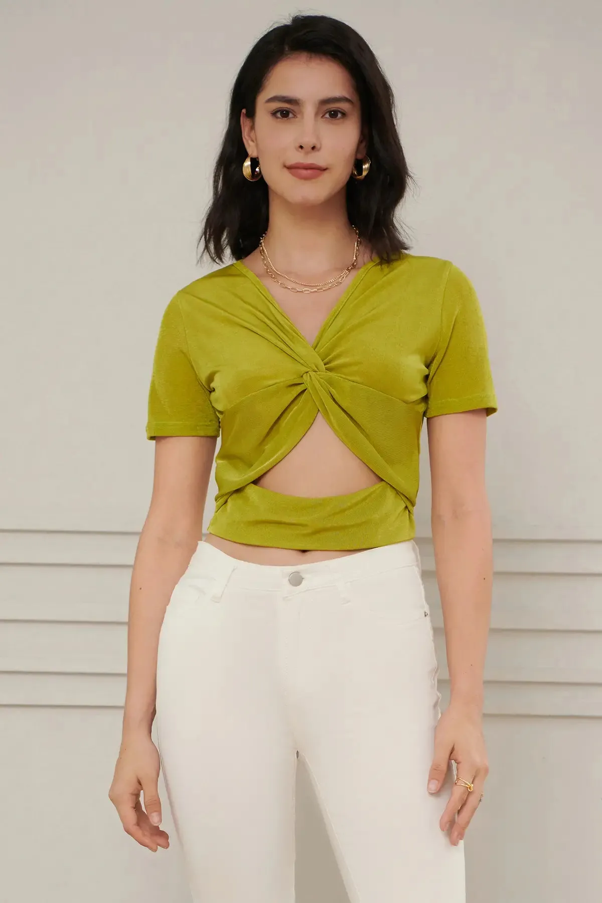 Cut Out Twist Crop Top