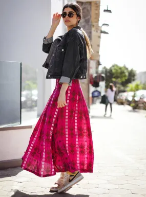 Damascus Cotton Skirt In Cherry