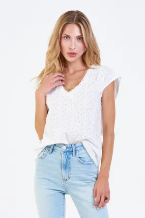 Dear John Yanis White Chevron Top